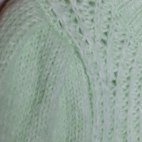 Topshop Pleated Sleeve Sweater Cropped Crewneck Pullover Pastel Mint Green - Picture 2 of 5